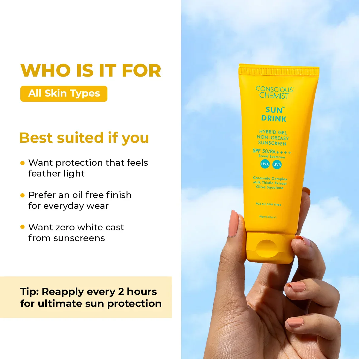 Sun Drink Oil Free Sunscreen | 50 gm | Sale - Image 8
