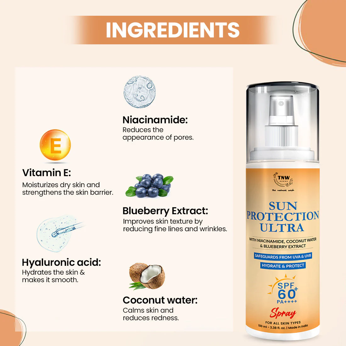 SUN Protection ULTRA SPF 60 SPRAY With Niacinamide & Hyaluronic Acid | For Ultra Sun Protection Against UVA/UVB. - Image 2