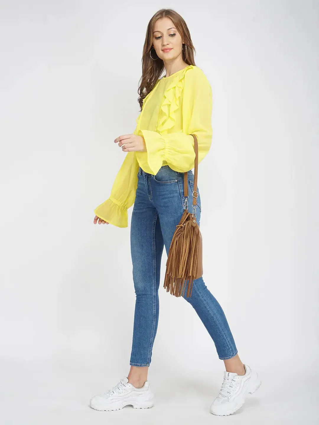 Sunflower Yellow Frilled Women'S Top - Image 7