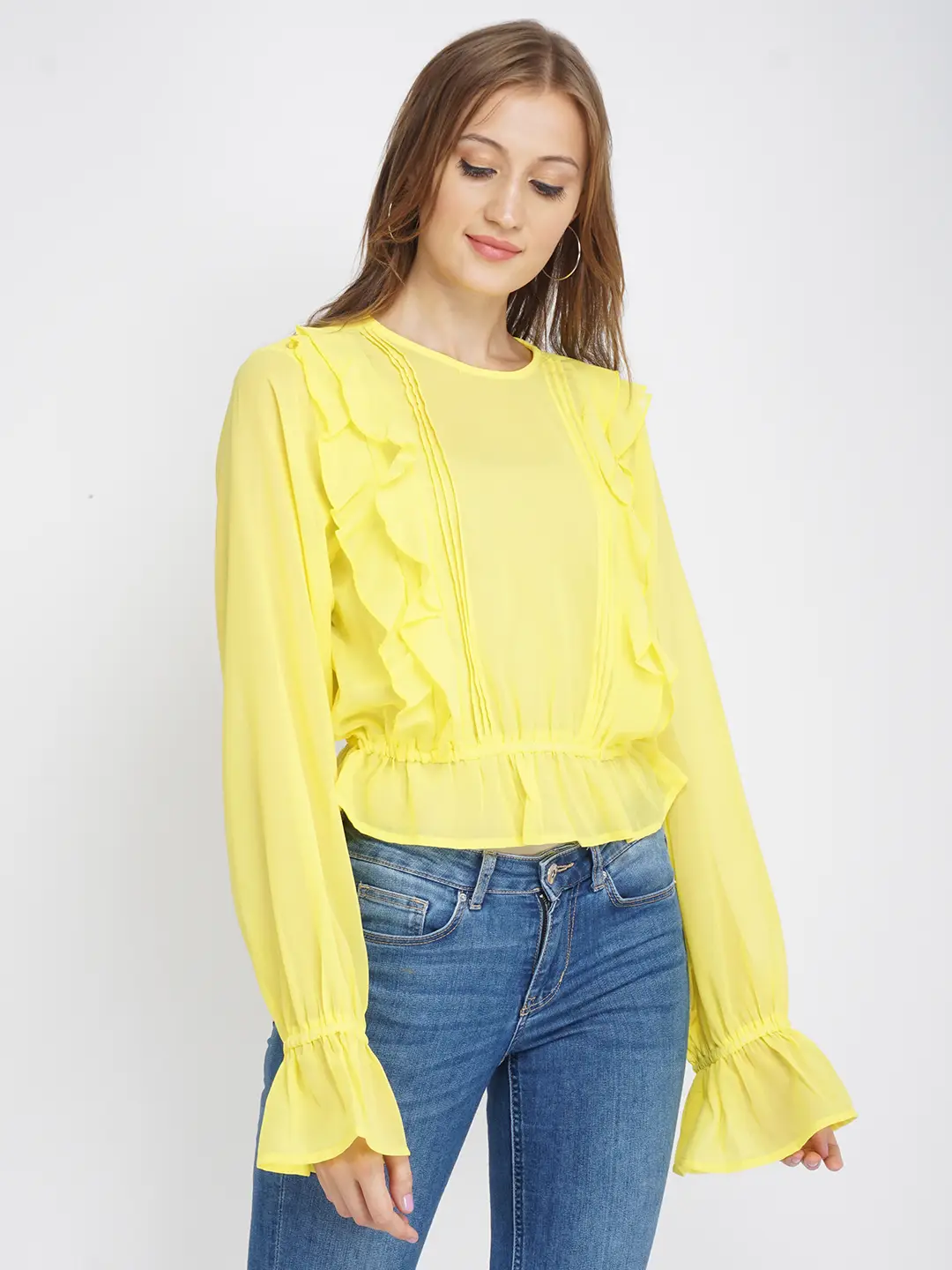 Sunflower Yellow Frilled Women'S Top - Image 3