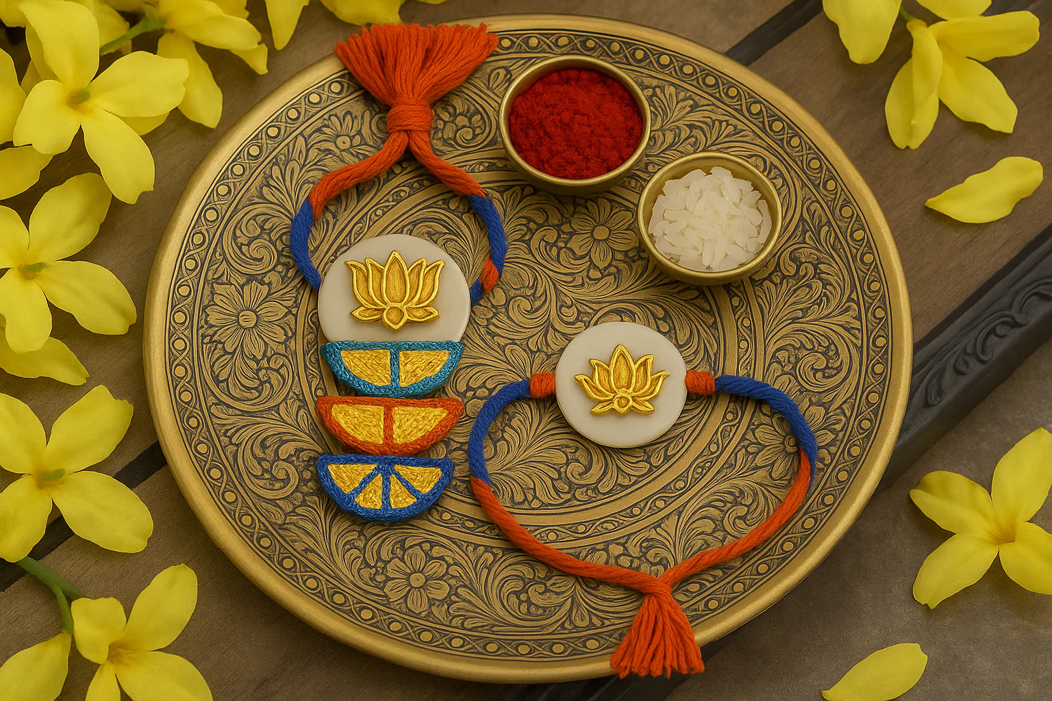 Sunlit lotus Rakhi and Lumba set - Image 2