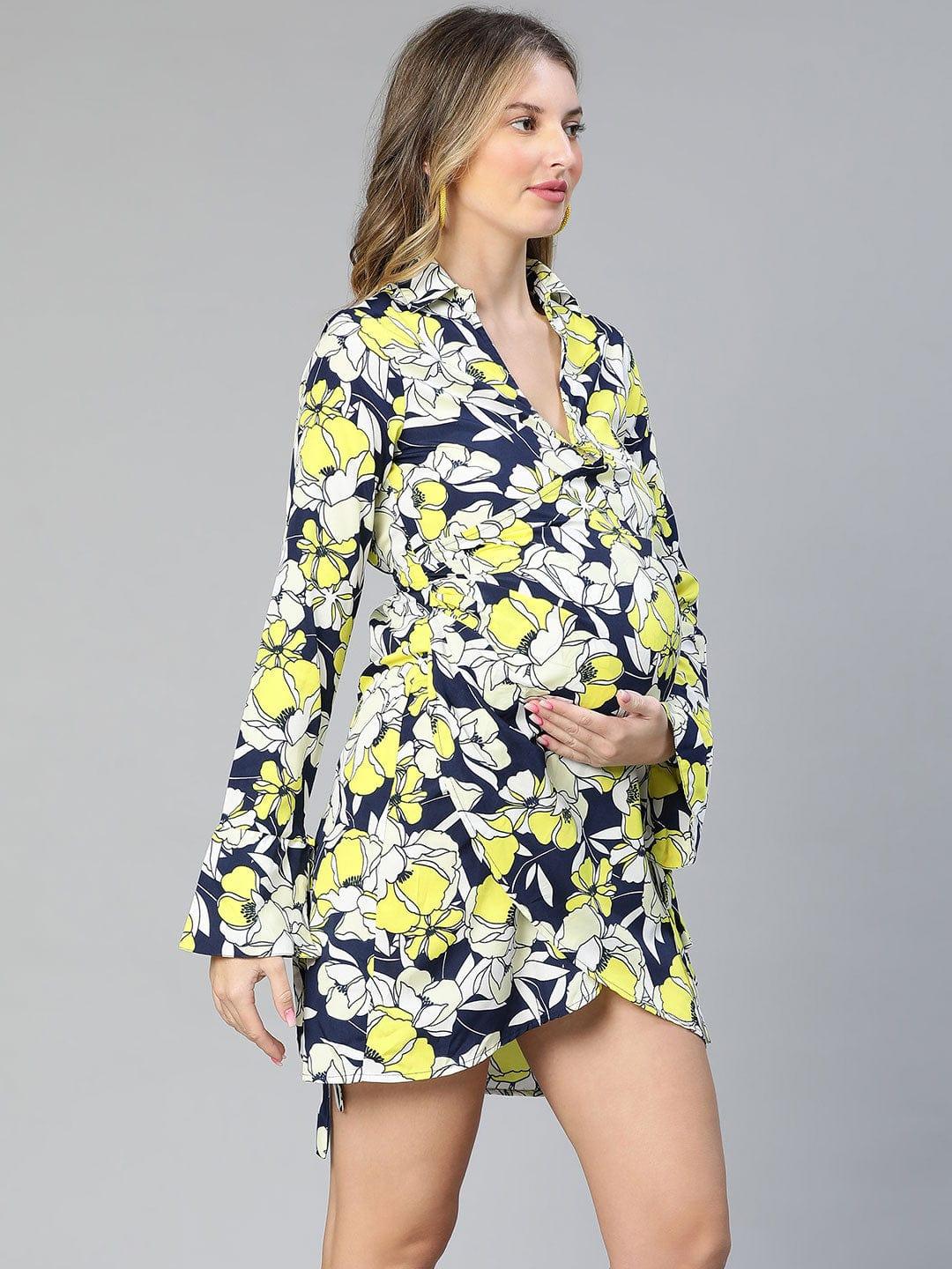 Superb Floral Print Wrapped Maternity Dress For Expecting Moms - Image 4