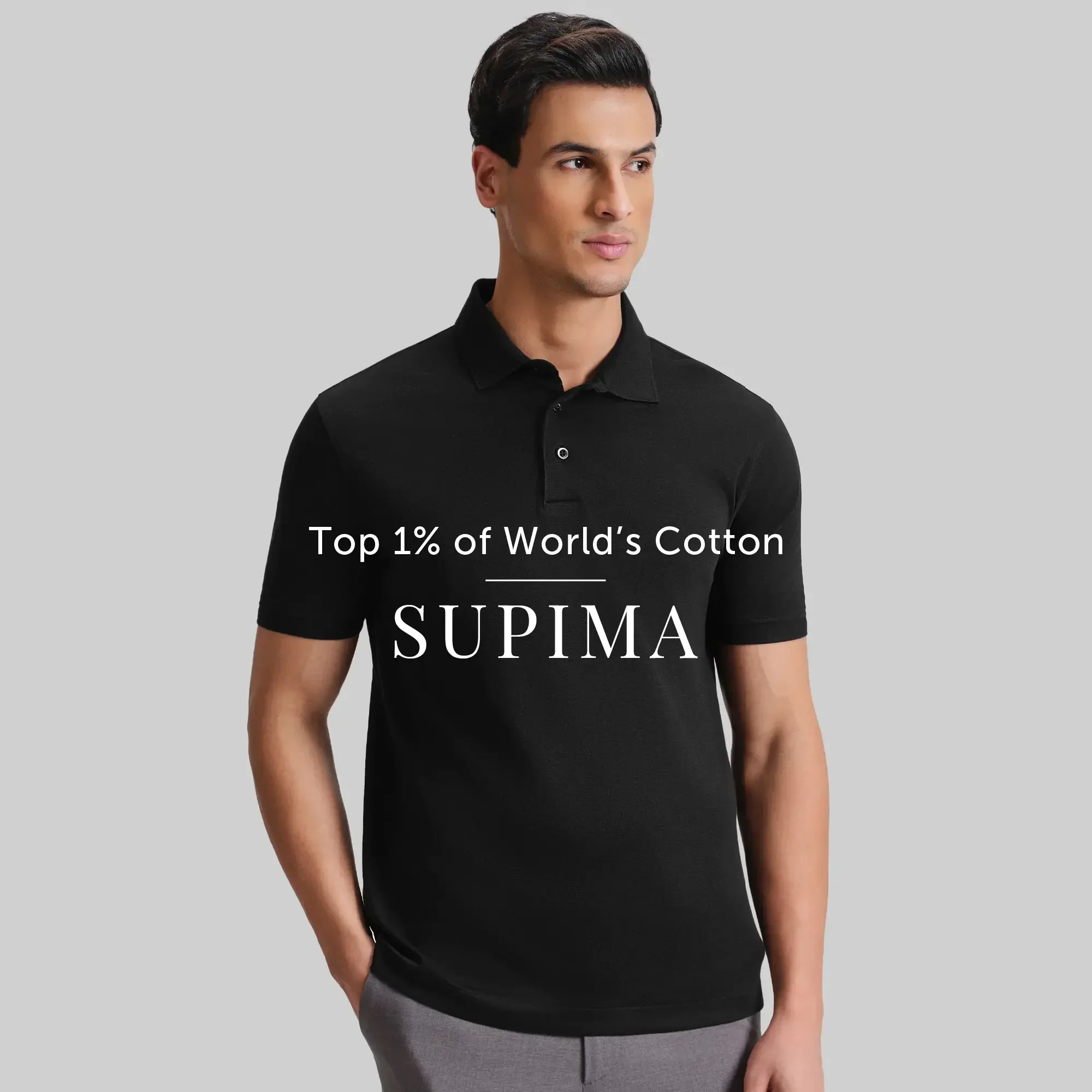 Supima Cotton Slim Fit Polo - Black Knight - Image 2