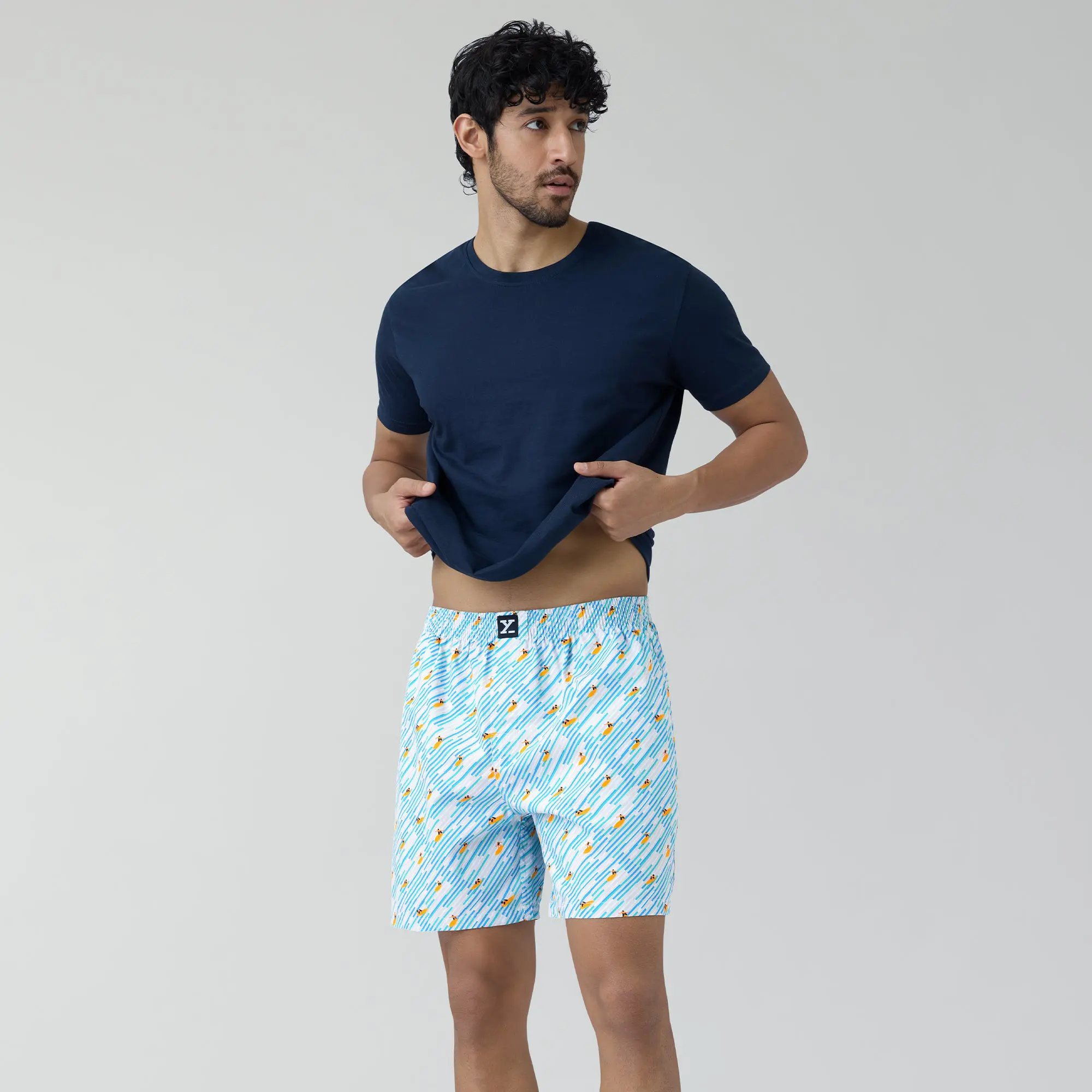 Surf Super Combed Cotton Boxer Shorts Surfing Blue - Image 3