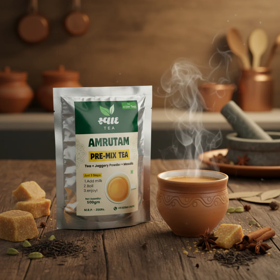 Swaad Amrutam Jaggery Pre-Mix Tea – 500g | Authentic Indian Sweet Tea - Image 2