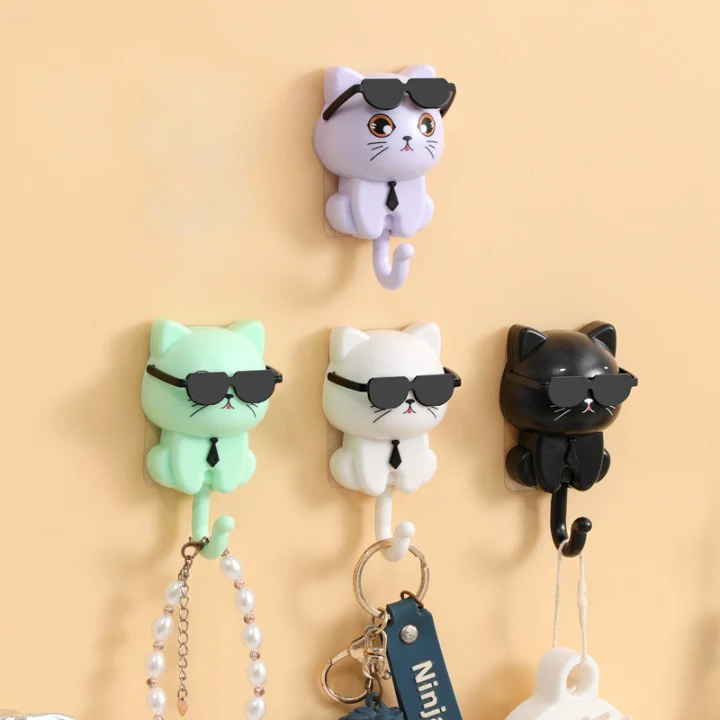 SwagCat: Adorable Cat Wall Hook with Stylish Sunglasses Design for Keys, Towels, Hats & Coats - Image 2