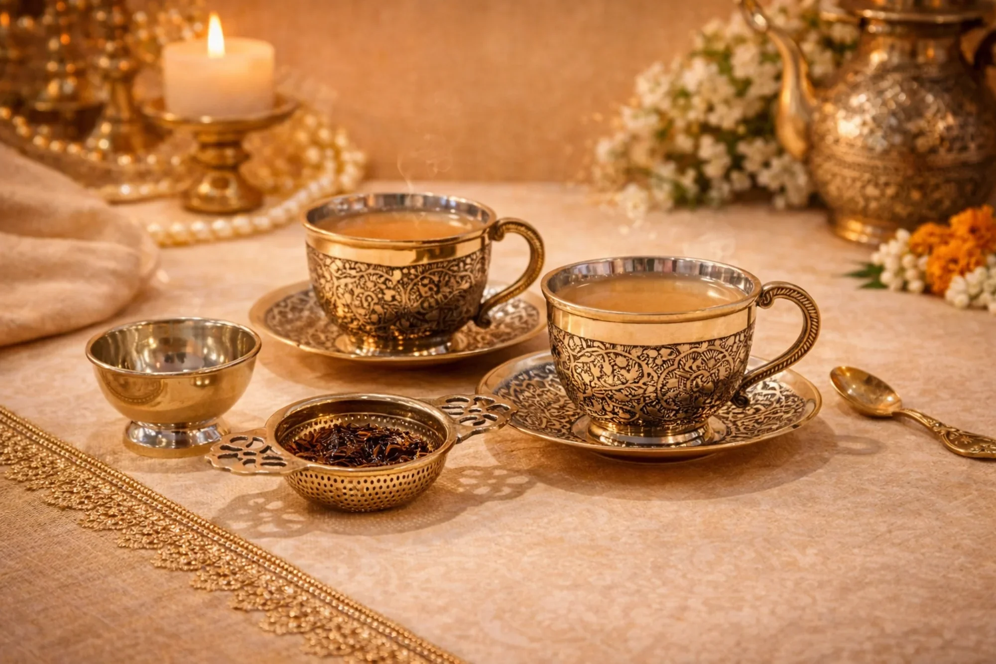 Swarna Brass Cup Saucer Set - Image 2