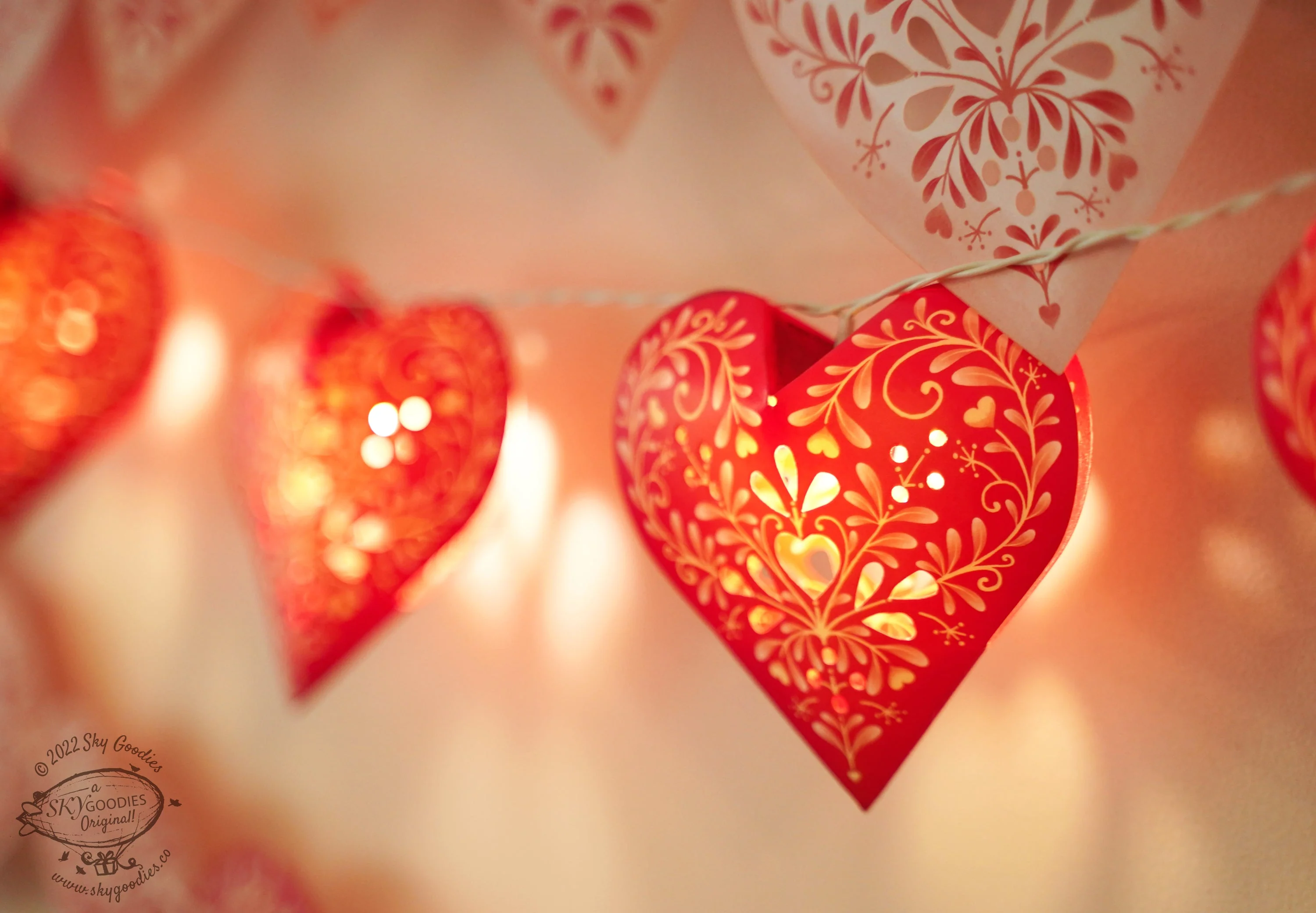 Sweet Hearts COMBO SAVER: Paper Hearts Bunting & Fairy Lights - Image 4