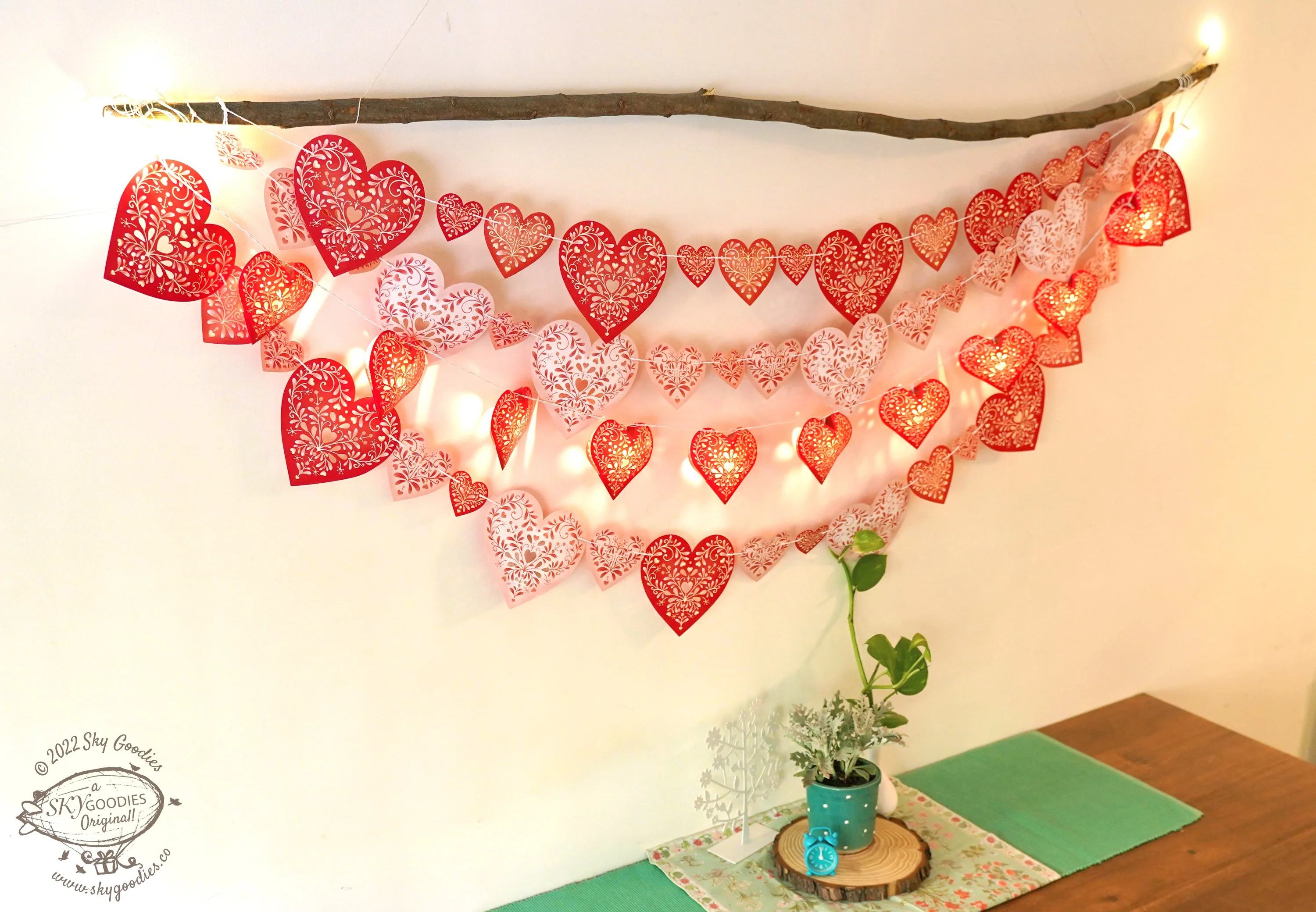 Sweet Hearts COMBO SAVER: Paper Hearts Bunting & Fairy Lights - Image 6