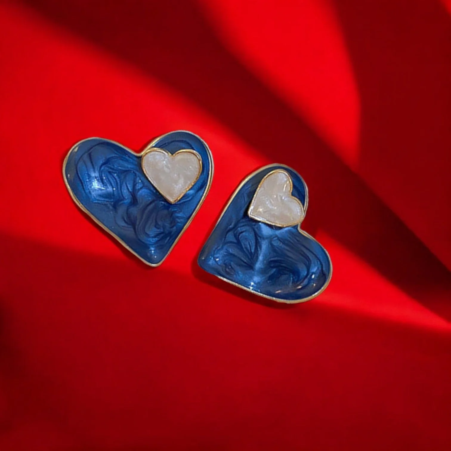 SweetHeart Sparkle Blue Stud Earring - Image 3