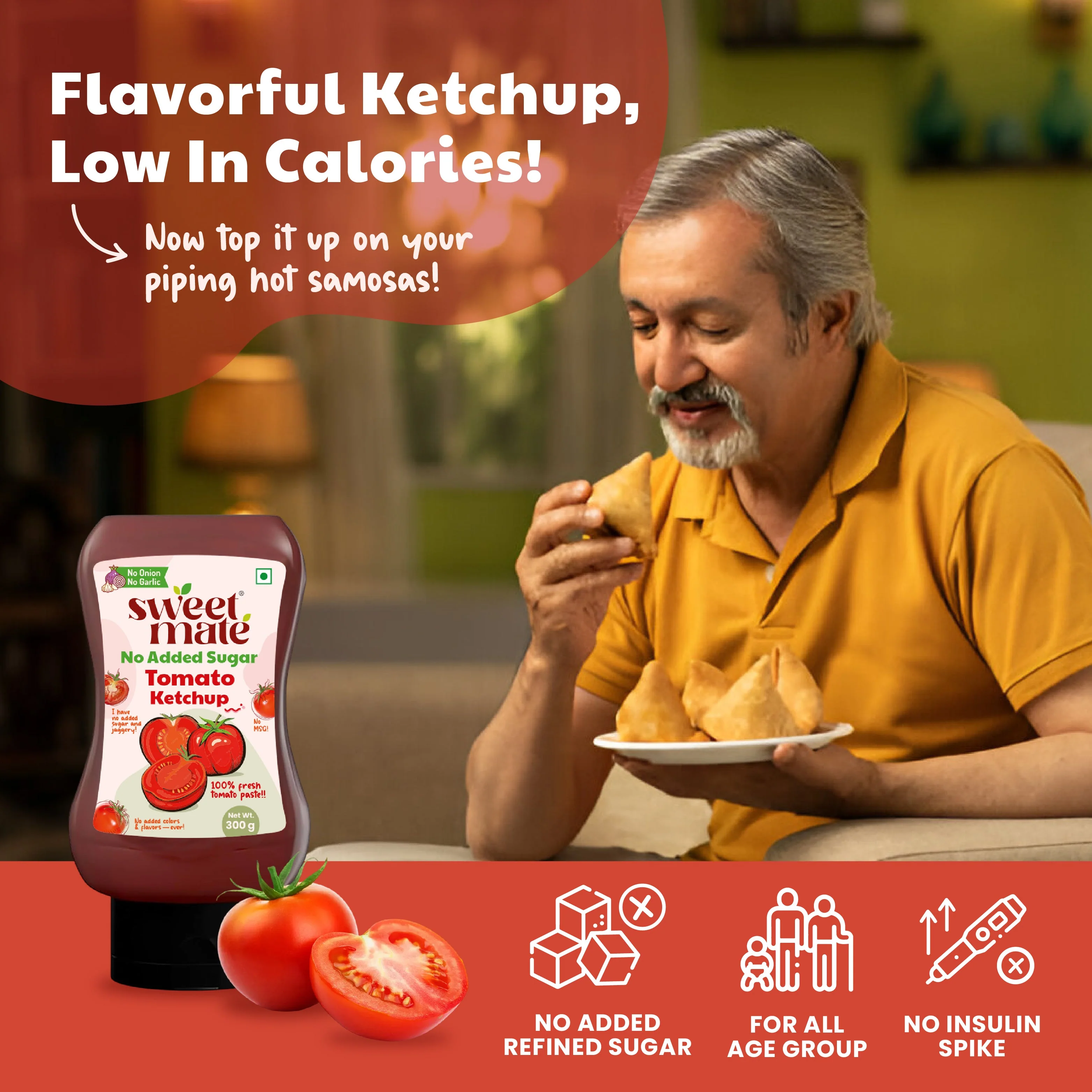 Sweetmate Tomato Ketchup | No Onion, No Garlic | No Sugar or Jaggery | Healthy & Tasty |300g - Image 4