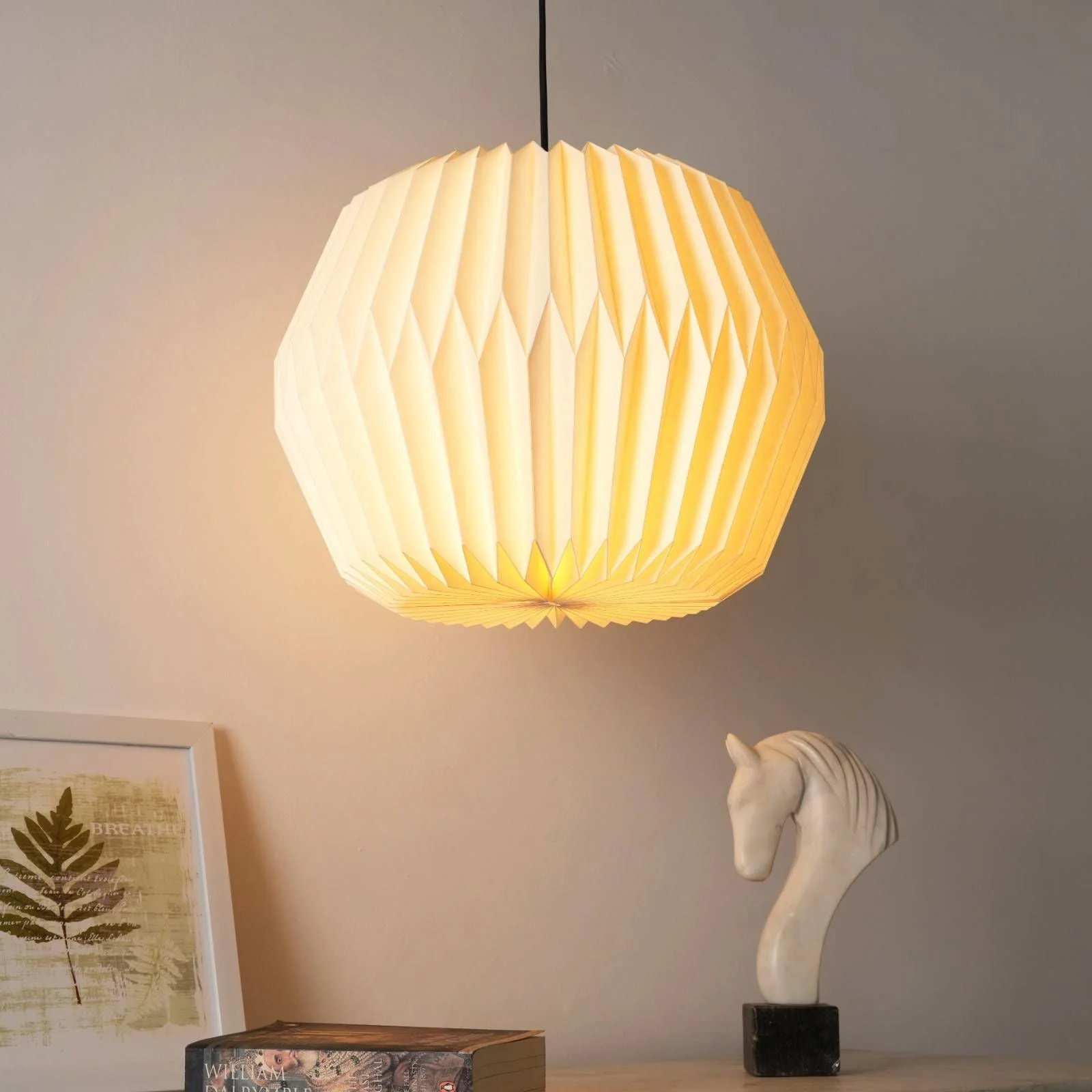 Tabla Origami Pendant Lamp - Scandinavian Design, Handpleating, Origami Lampshade - Image 4