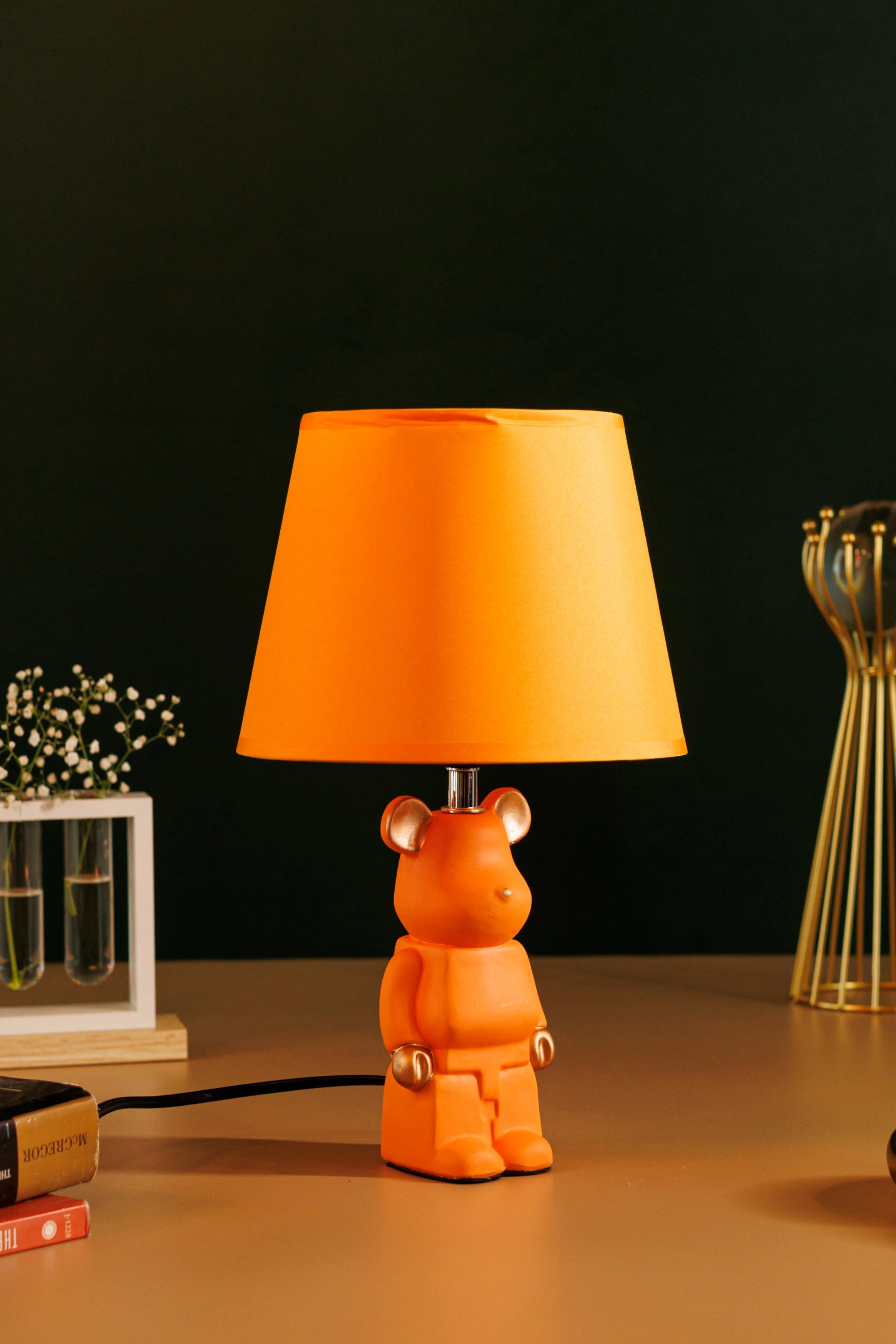 Table Light Bear Bedside Lamp Resin Crafts Cartoon - Orange - Image 6