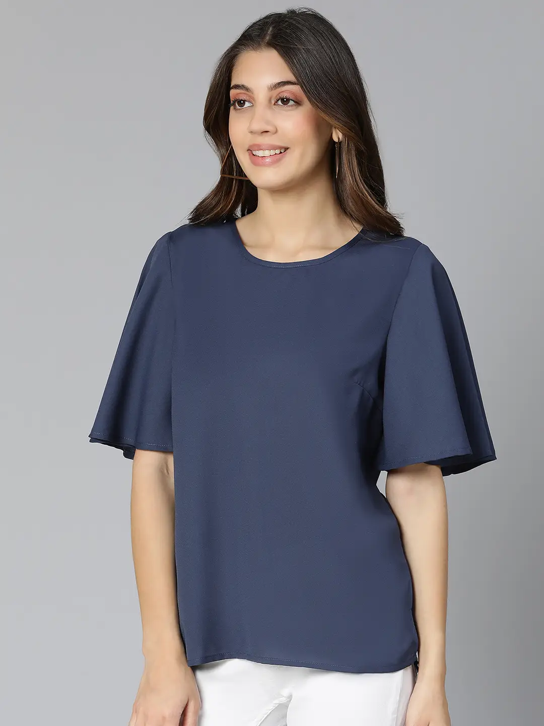 Talc Splid Blue Partywear Women Top - Image 3