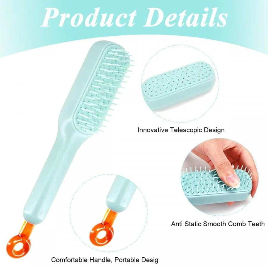 TangleFree: Self-Cleaning Hair Brush with Retractable Bristles for Easy Detangling & Anti-Static Massage - Image 2