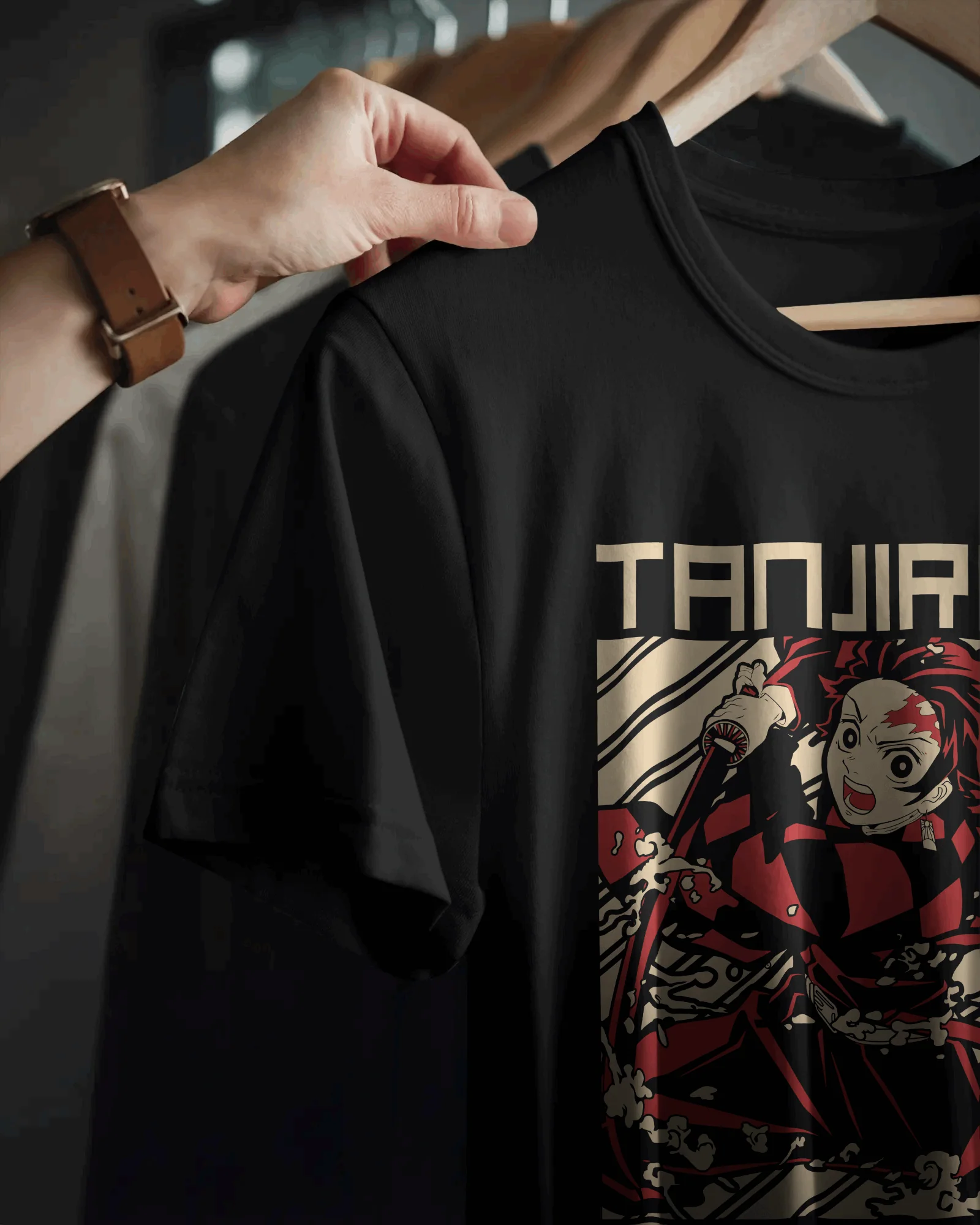 Tanjiro Kanji Panel Graphic TâShirt (Black) - Image 2