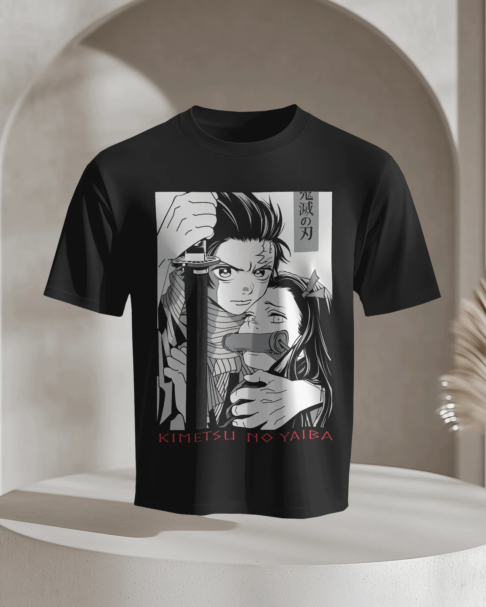 Tanjiro & Nezuko Guardian Blade Manga Panel T‑Shirt (Black) - Image 3