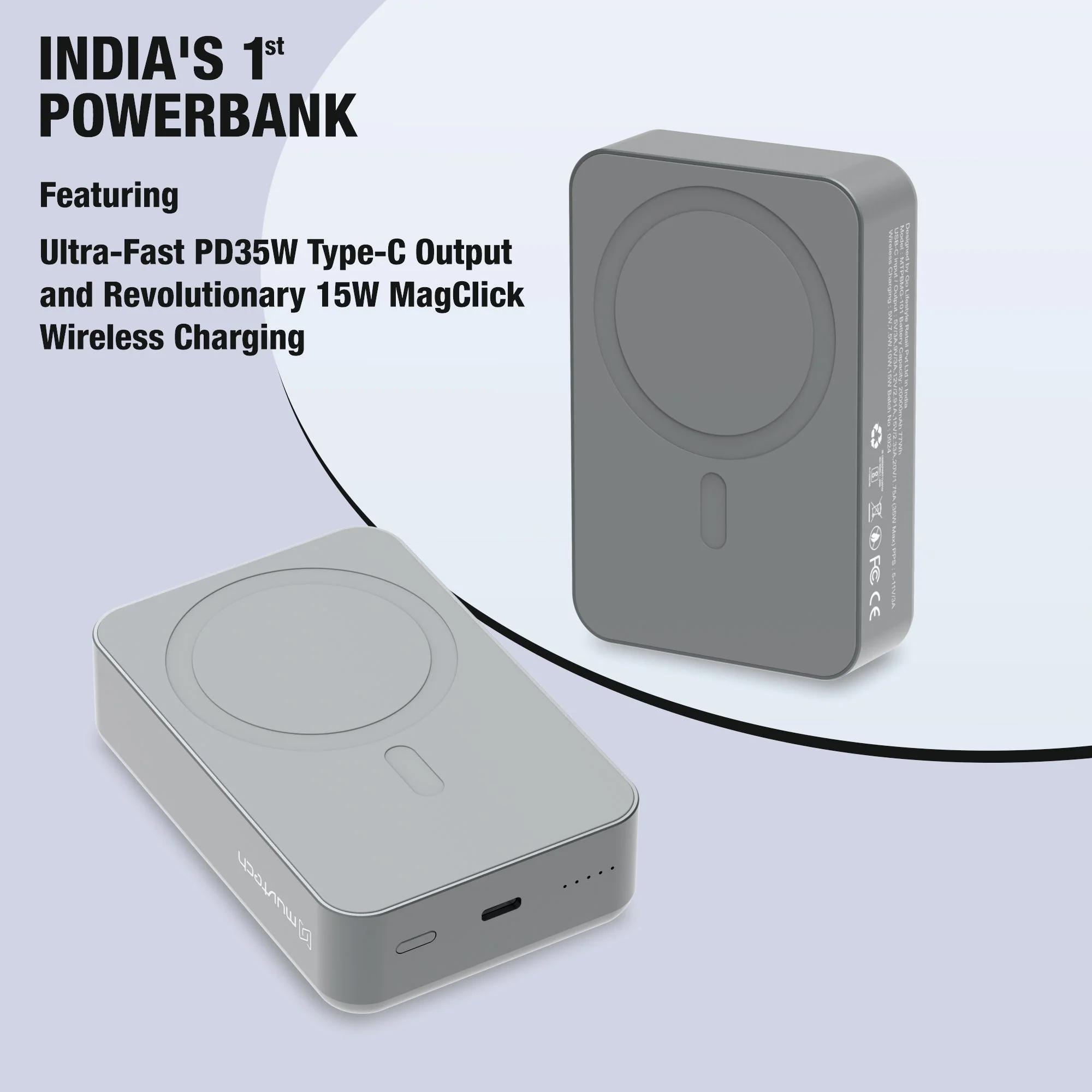TANK 20000mAh Magnetic Power Bank with 15W Mag-Safe Wireless Charging & 35W Fast USB-C Charging for iPhone, iPad, and Laptops - Image 2
