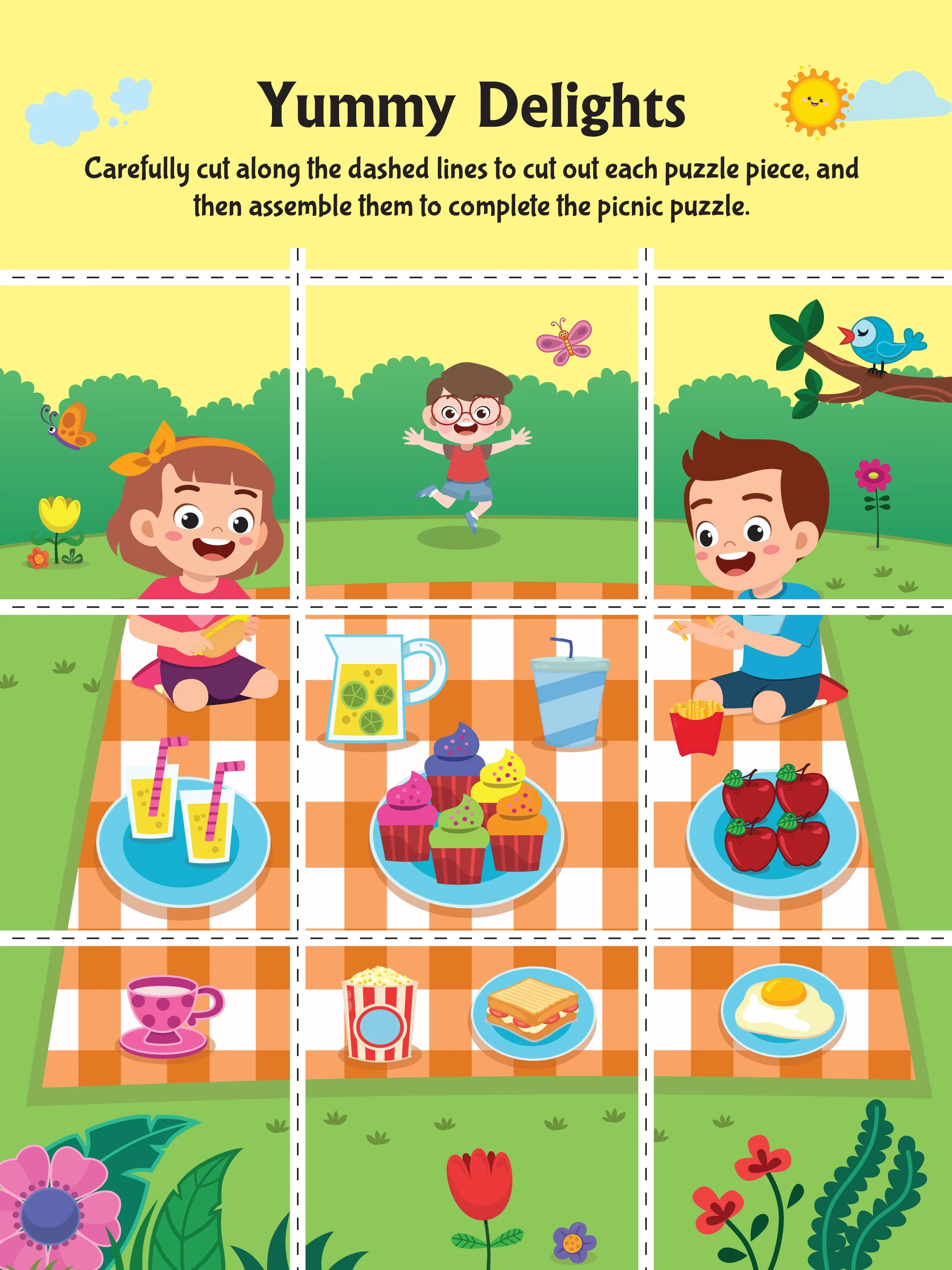Tasty Foods Scissors Skills Activity Book for Kids Age 4 - 7 years | With Child- Safe Scissors, Games and Mask - Image 5