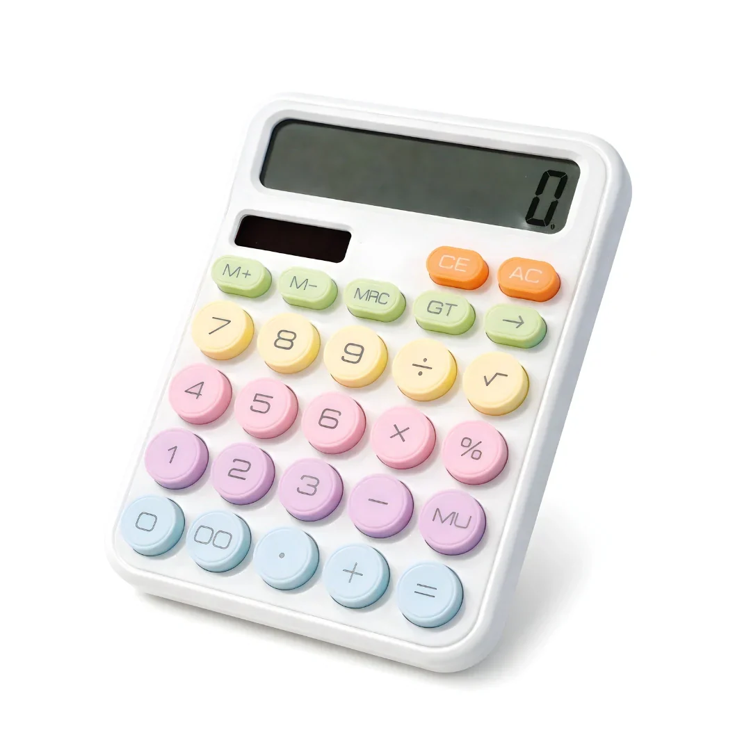 Tecmarx Desktop Calculator | 12-Digit Display| Dual Power Solar & Battery, Vintage Round Key Design - Image 2