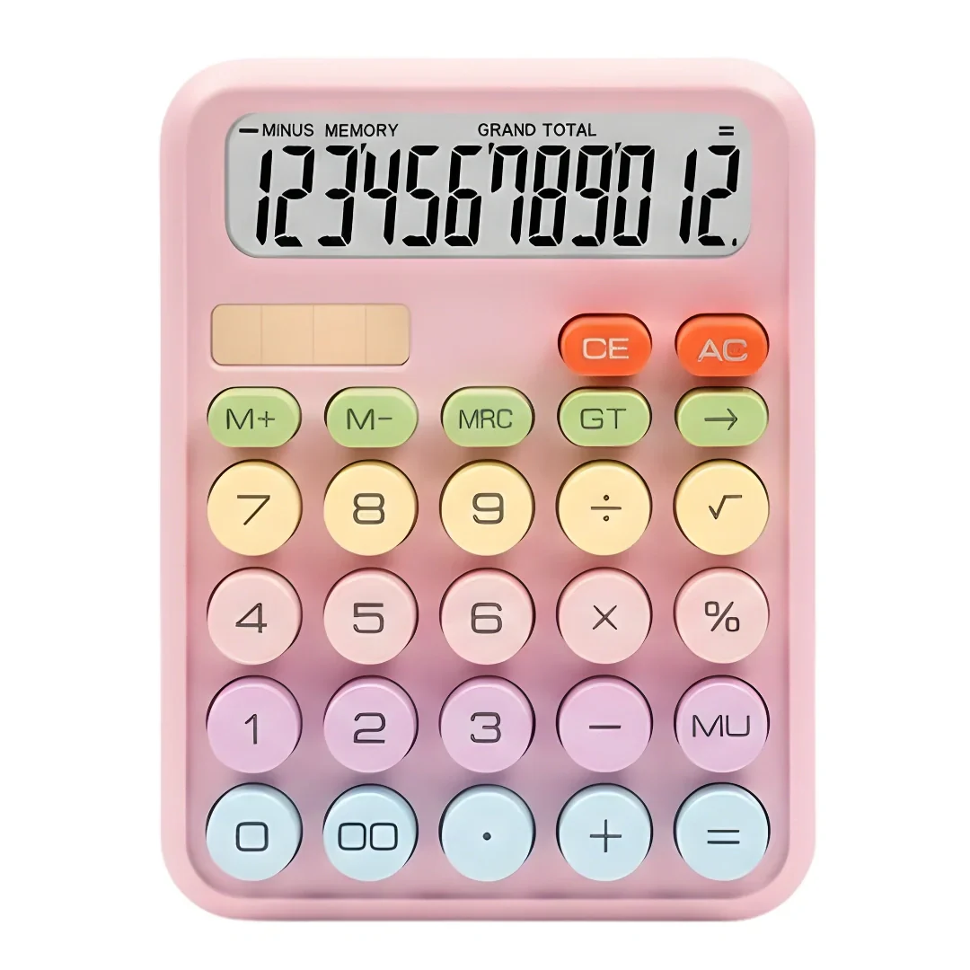 Tecmarx Desktop Calculator | 12-Digit Display| Dual Power Solar & Battery, Vintage Round Key Design - Image 3