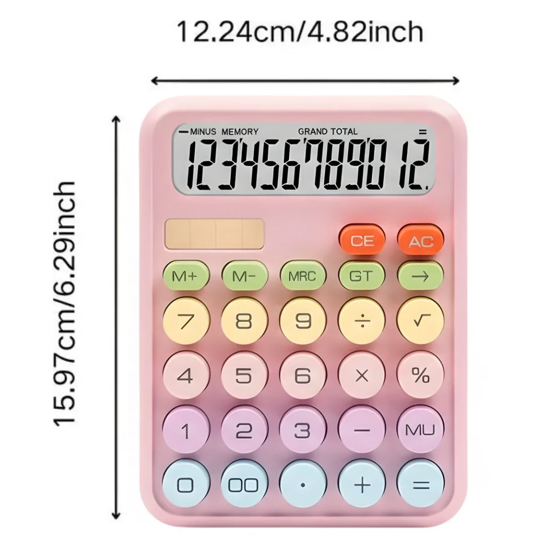 Tecmarx Desktop Calculator | 12-Digit Display| Dual Power Solar & Battery, Vintage Round Key Design - Image 5