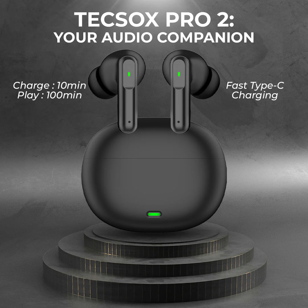 TecMarx Pro 2 Bluetooth Earbuds | 30 Hr Play Time | Built in ENC Mic | Light Weight | IPX Water Resistant - Image 6