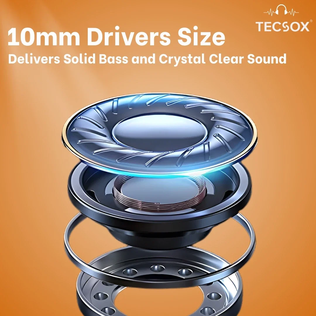 TecPod Max White Bluetooth Earbuds | Deep Bass | 30-hour playtime - Image 8