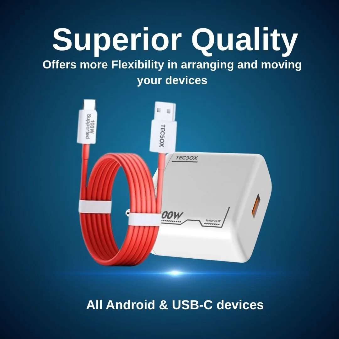 TecSox 100W Charger + Cable | Fast Charging and Data Transfer - Image 7