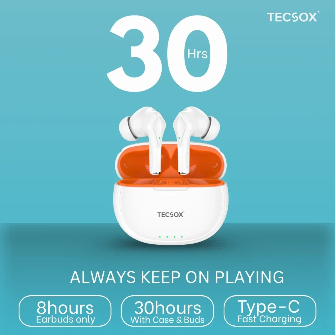 TecSox Neo231 Wireless Earbud With Deep Bass & Comfortable Fit | IPX Water Resistant - Image 23