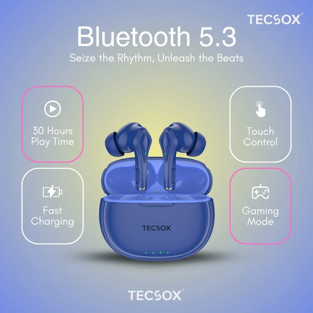 TecSox Neo231 Wireless Earbud With Deep Bass & Comfortable Fit | IPX Water Resistant - Image 30