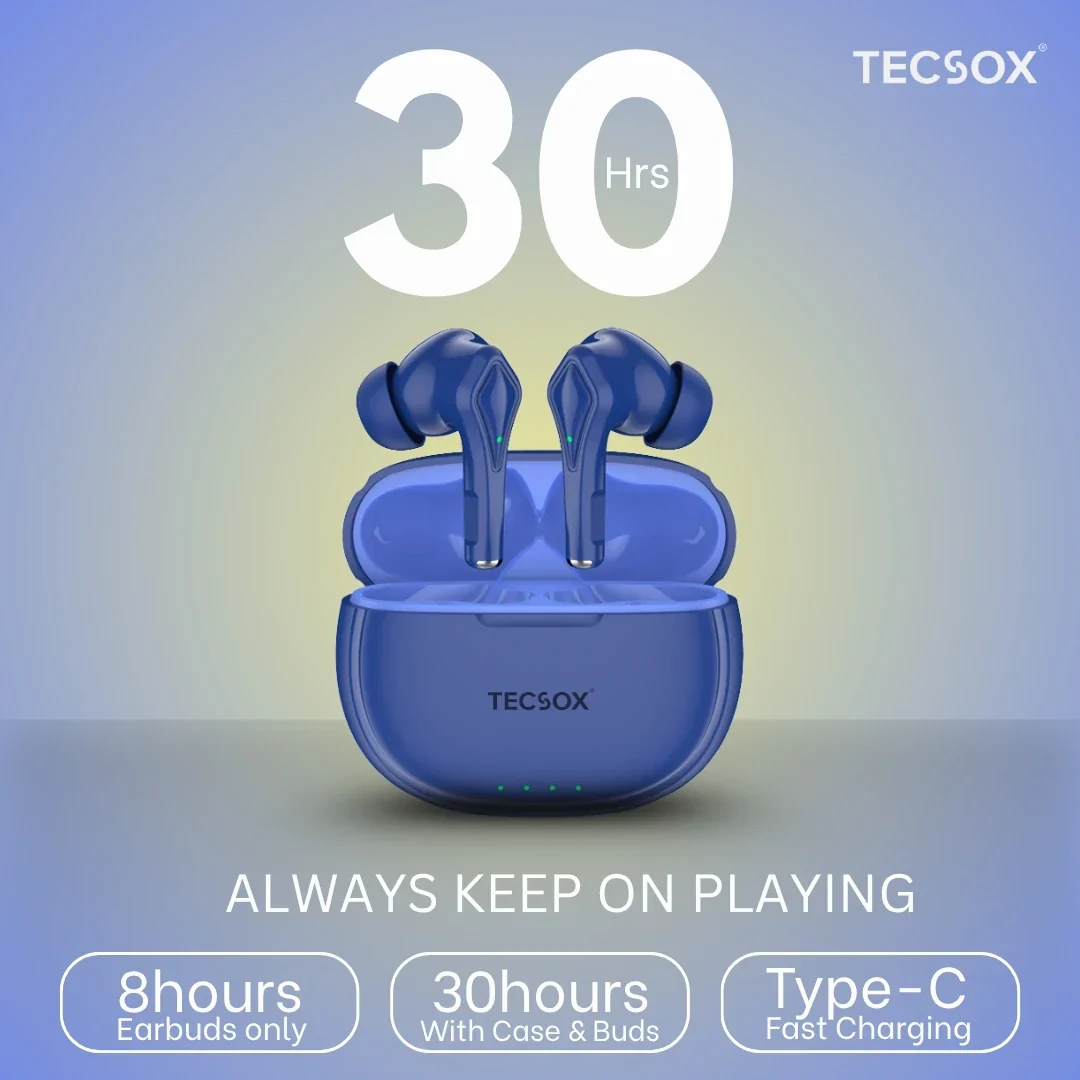 TecSox Neo231 Wireless Earbud With Deep Bass & Comfortable Fit | IPX Water Resistant - Image 45