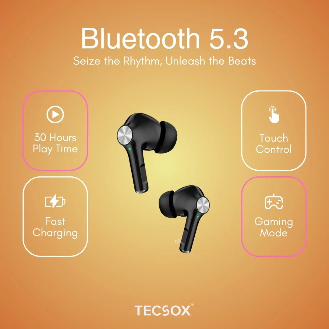 TecSox Neo411 Wireless Earbud With Deep Bass & Comfortable Fit | IPX Water Resistant - Image 16
