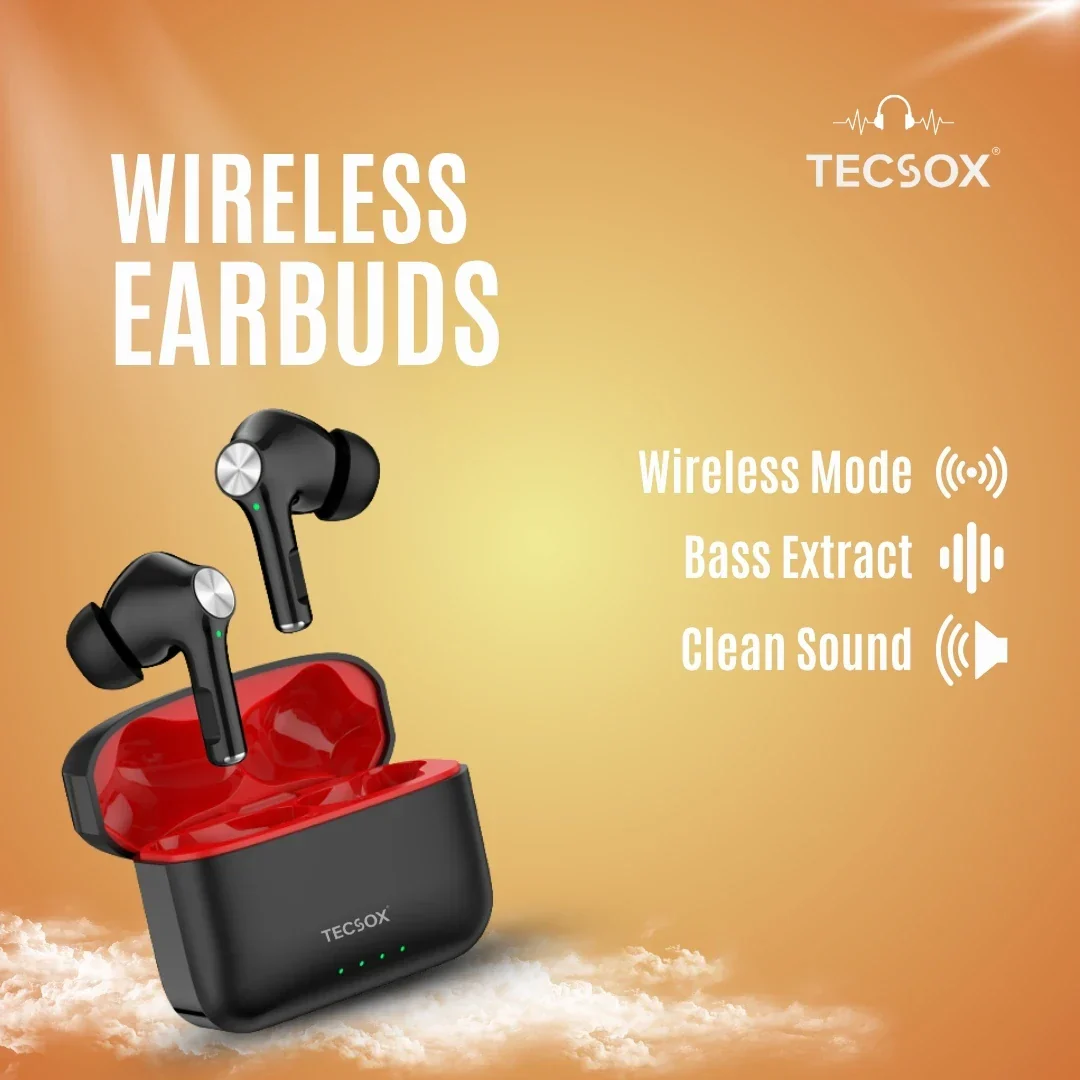 TecSox Neo411 Wireless Earbud With Deep Bass & Comfortable Fit | IPX Water Resistant - Image 9