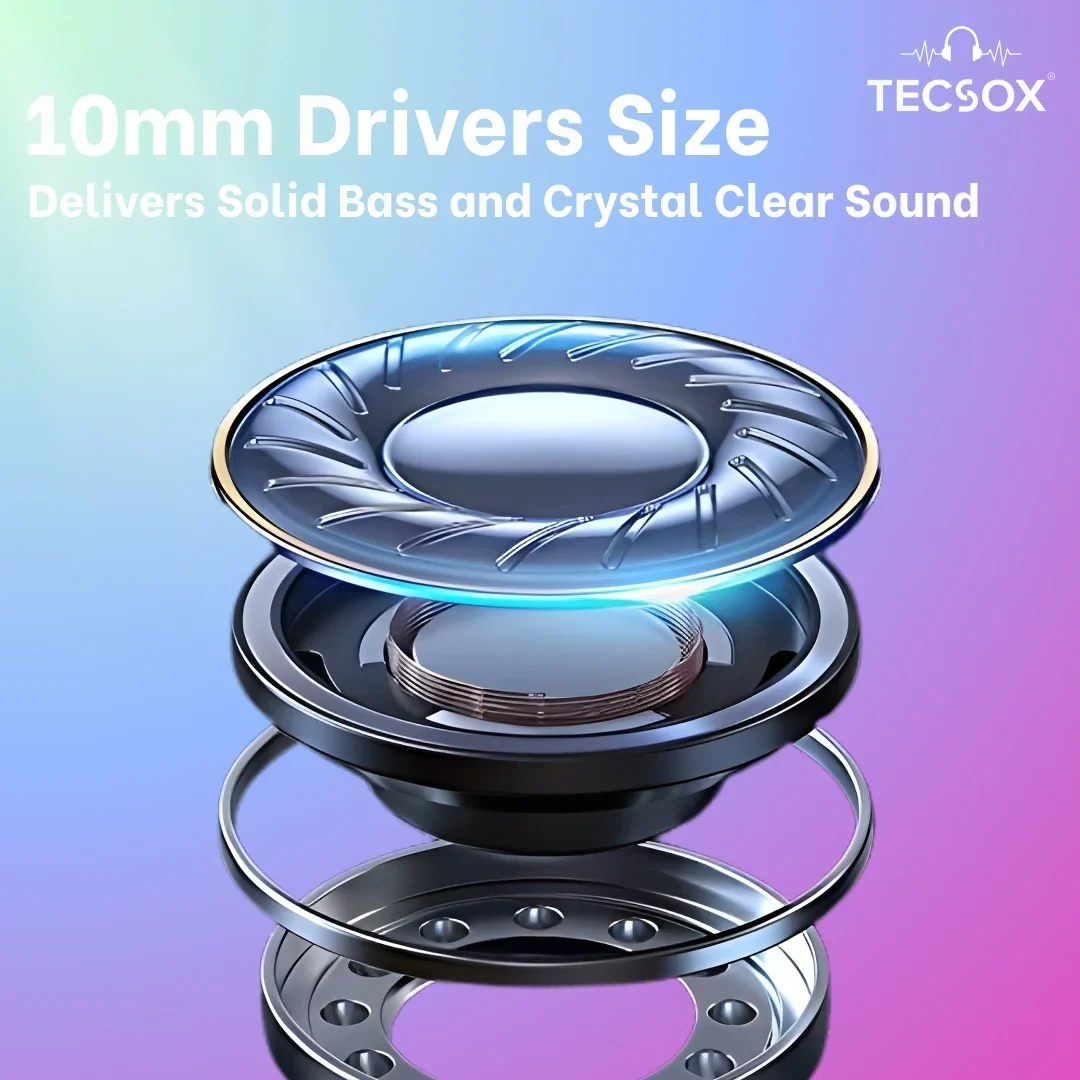 TecSox Omega 201 Wireless Earbud With Deep Bass & Comfortable Fit | IPX Water Resistant - Image 40