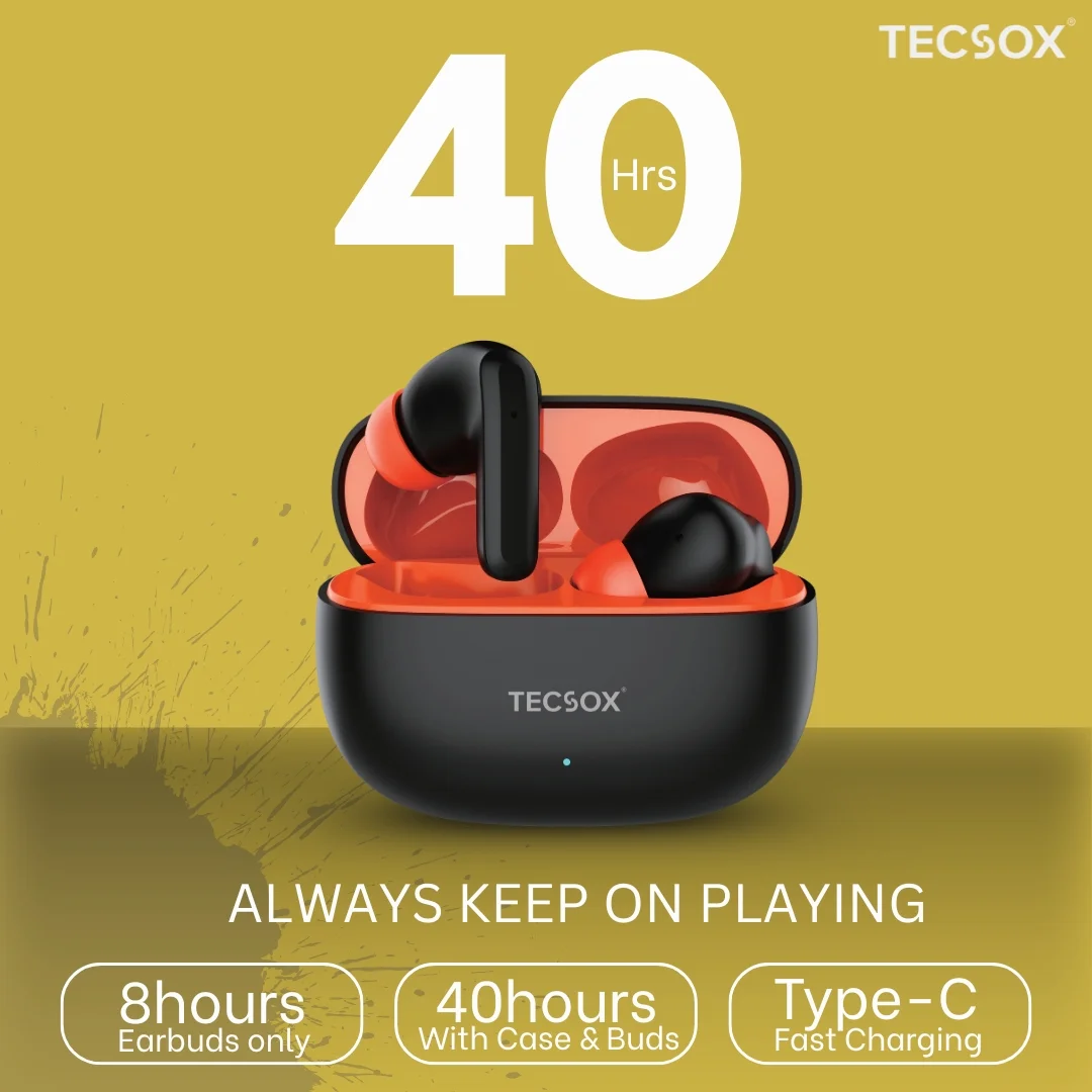 TecSox Wave Bluetooth Earbuds | Deep Bass | IPX water resistance - Image 7