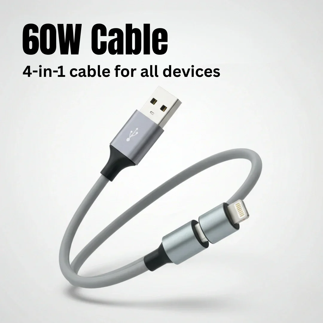 TecSox Zap 4-IN-1 Cable | 1 Meter Fast Charging Cable | 60W - Image 4
