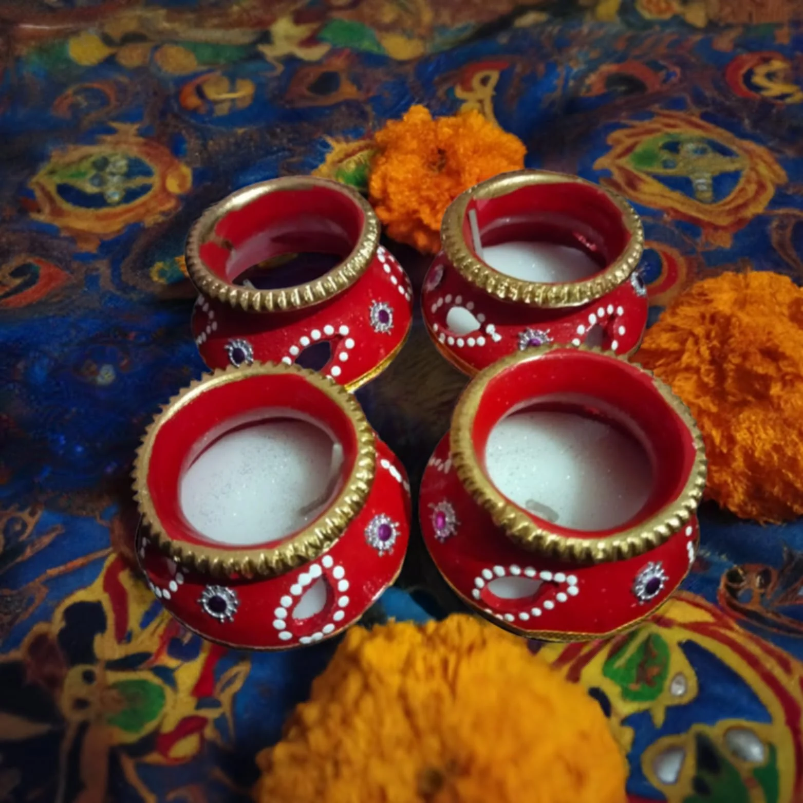 Terracotta Diya, Wax Diya, Mitti Diya, Diwali Diya Decoration Set of 4 - Image 3