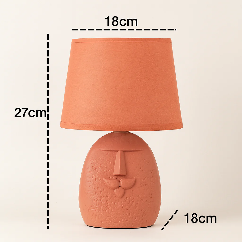 Terracotta moustache table lamp with lamp shade - Image 8