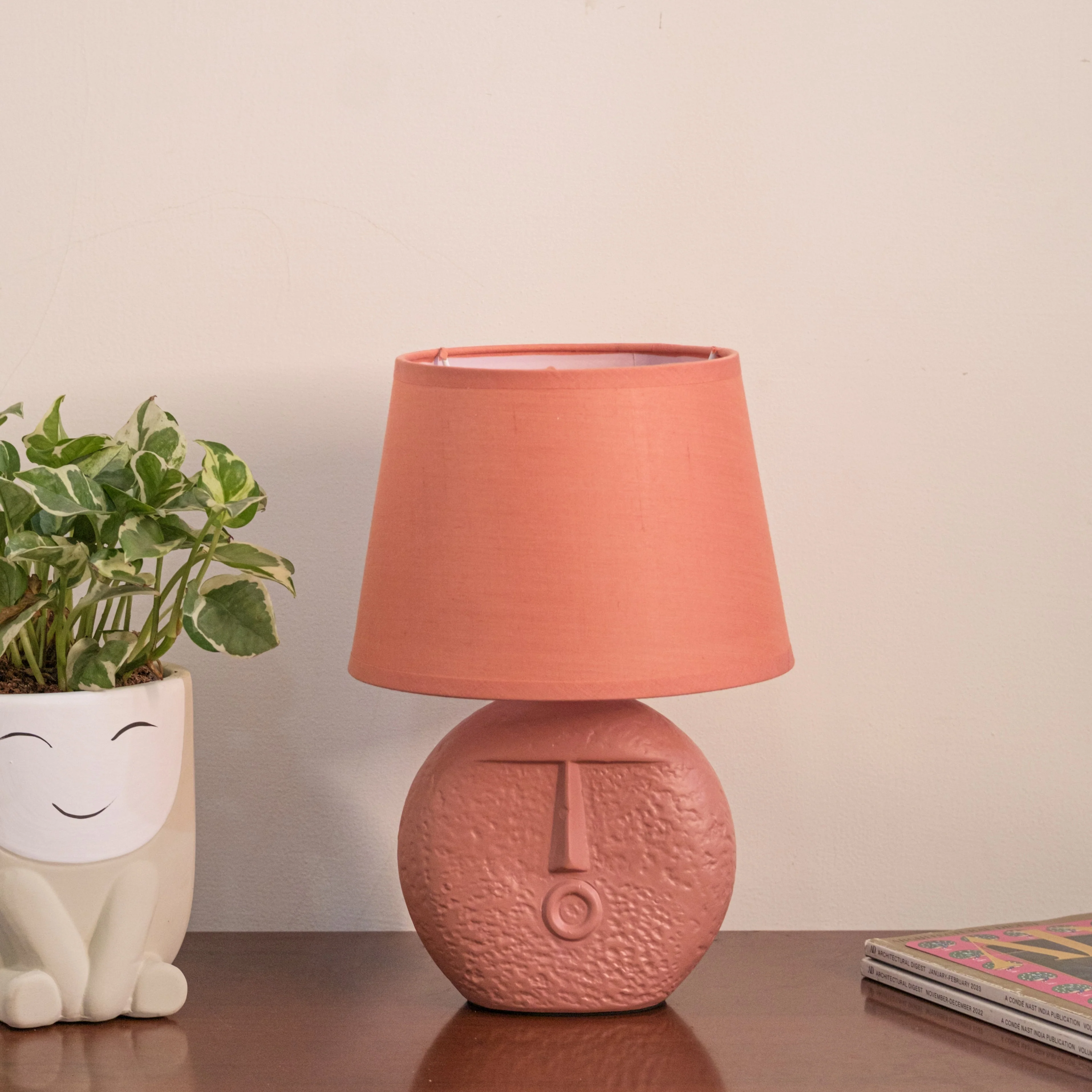 Terracotta Table lamp with lamp shade - Image 2
