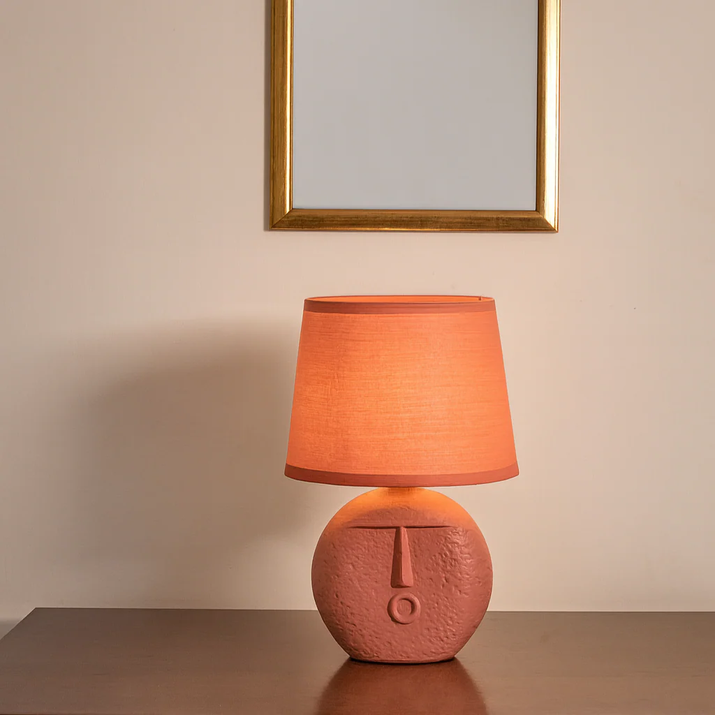 Terracotta Table lamp with lamp shade - Image 4