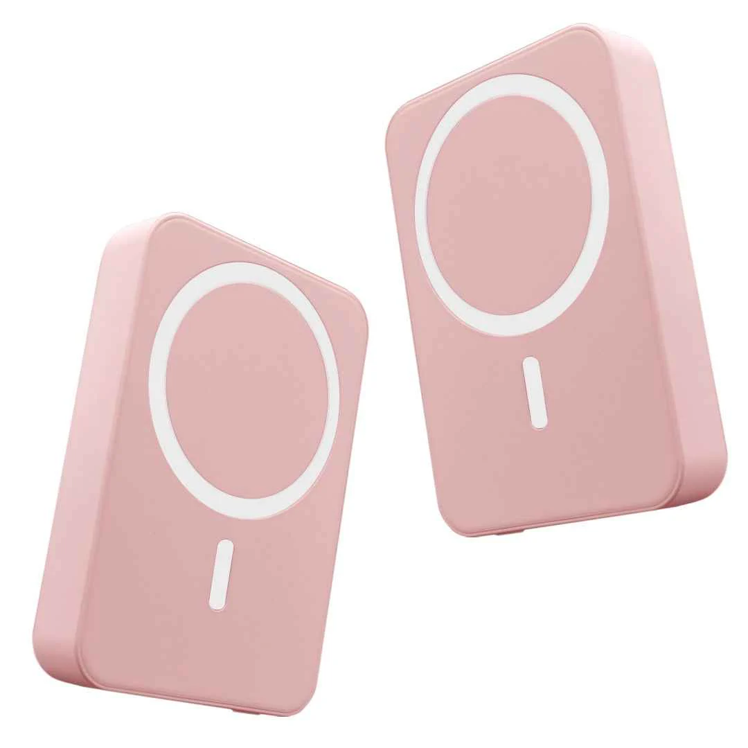 TexoVera 10000 mAh Wireless MagSafe Power Bank, 15W Wireless & 25W Wired, Lithium Polymer Battery - Pink