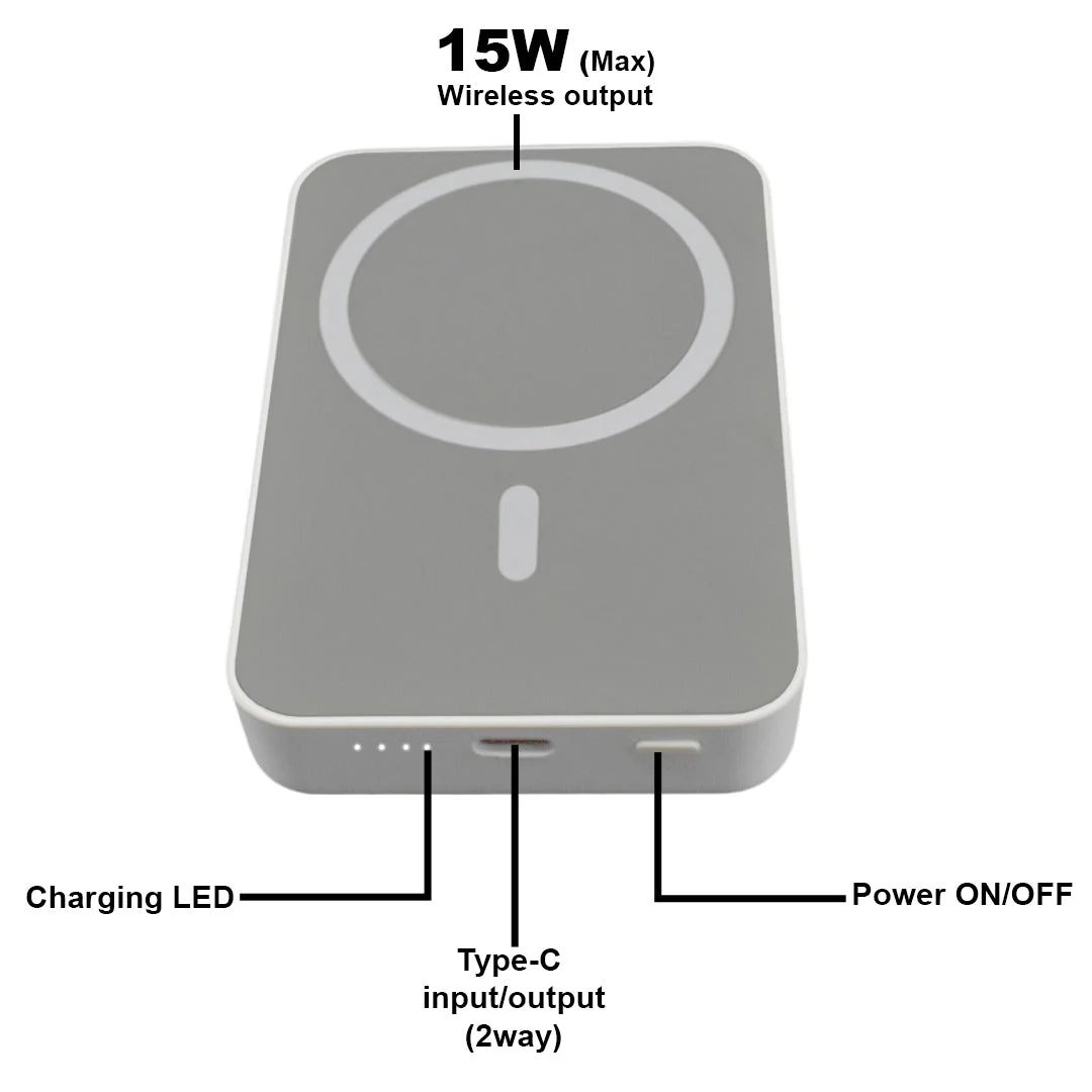 TexoVera 10000 mAh Wireless MagSafe Power Bank, 15W Wireless & 25W Wired, Lithium Polymer Battery - White - Image 3