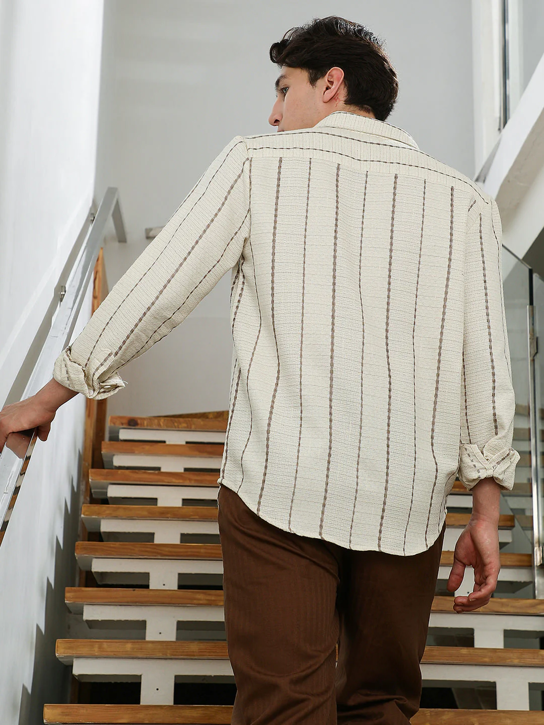 Textured Striped Cotton-Polyester Blend Shirt - Image 4