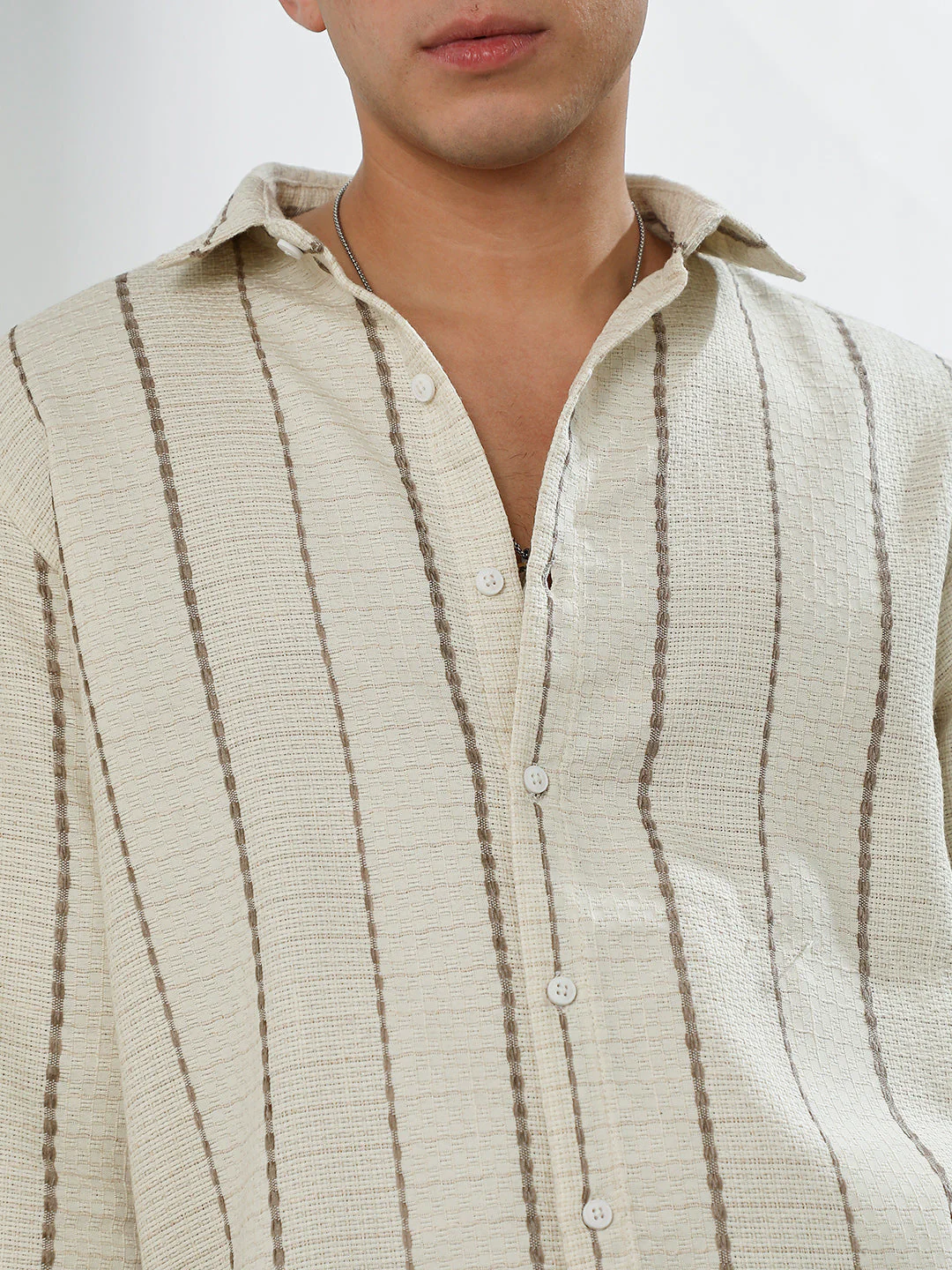 Textured Striped Cotton-Polyester Blend Shirt - Image 7
