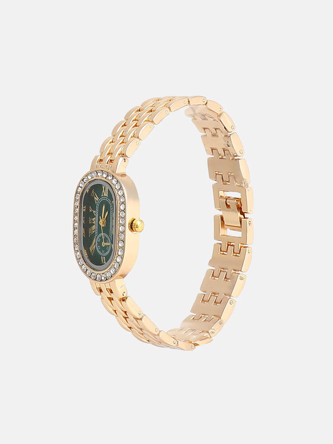 The Embellished Roman Oval Watch - Emerald Green - Image 5