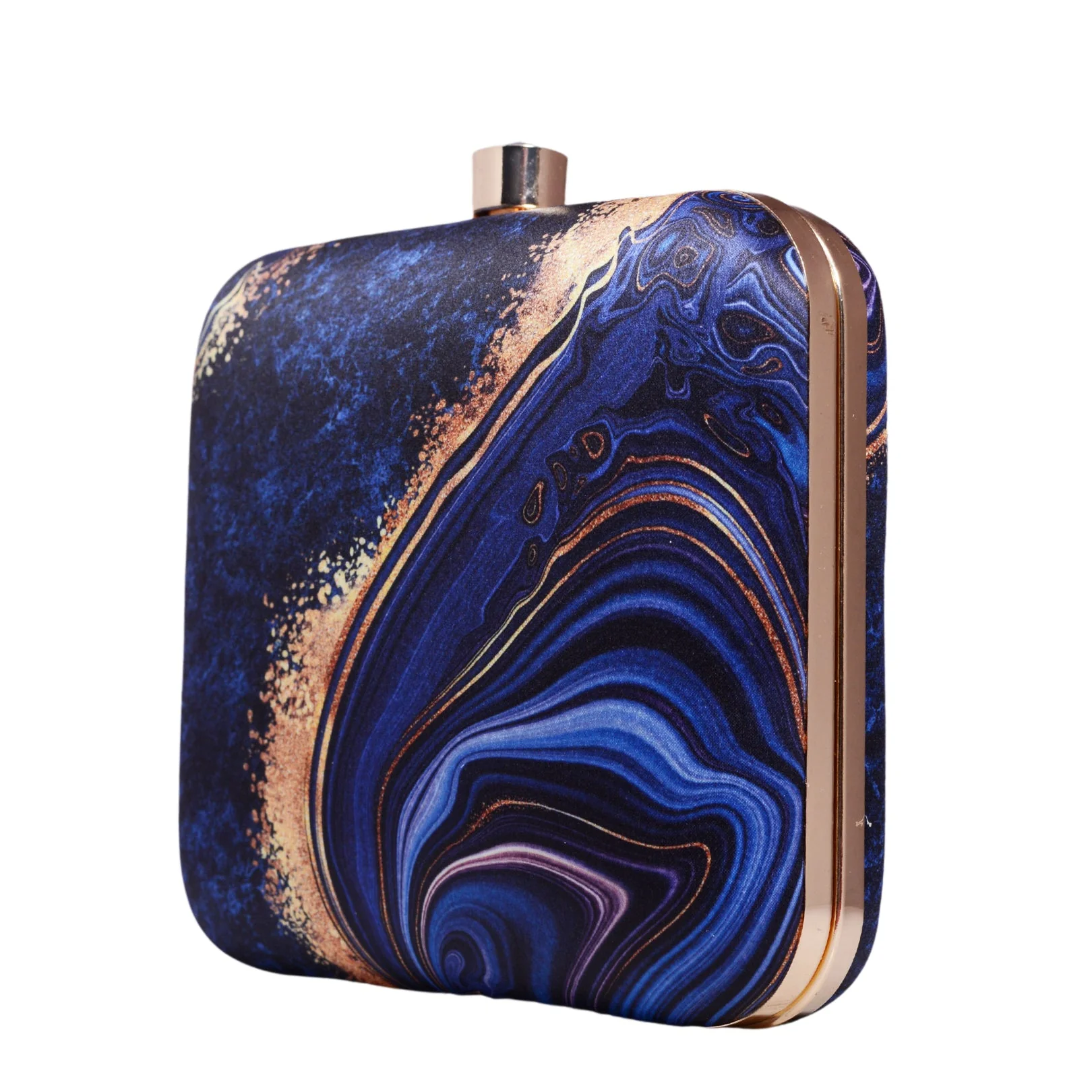The Evolution Blue & Gold Printed Clutch - Image 4