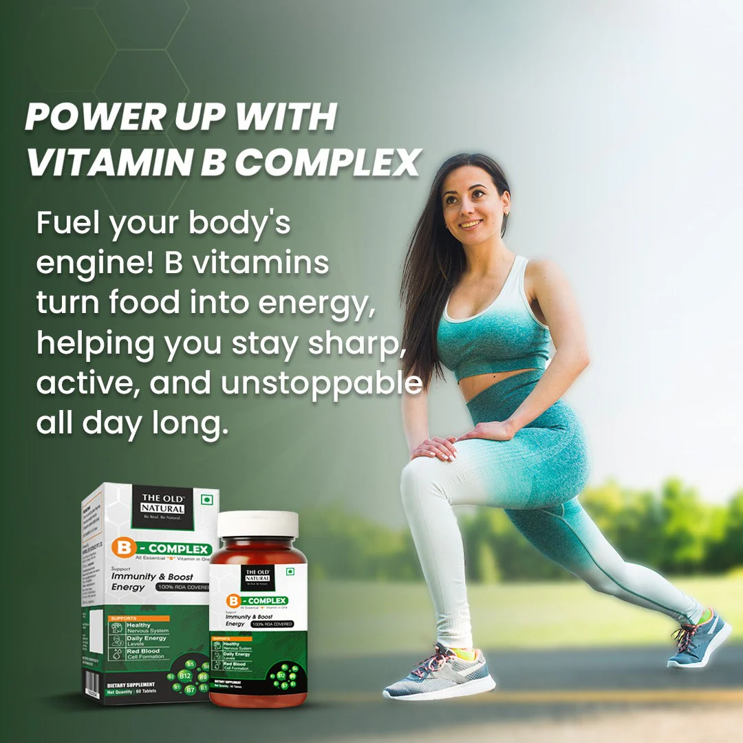 The Old Natural B-Complex | Complete Vitamin B Supplement for Immunity, Energy & Nerve Health | 60 Tablets - Image 9
