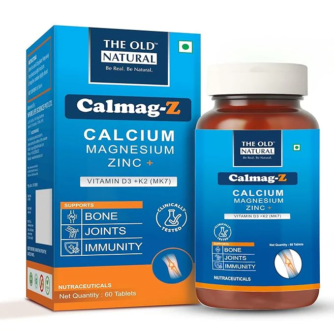 The Old Natural Calmag-Z | Calcium, Magnesium, Zinc with Vitamin D3 + K2 (MK7) | 16 Ayurvedic Herbs | Supports Bone, Joint & Immunity | Clinically Tested | 60 Tablets (Pack of 1) - Image 2