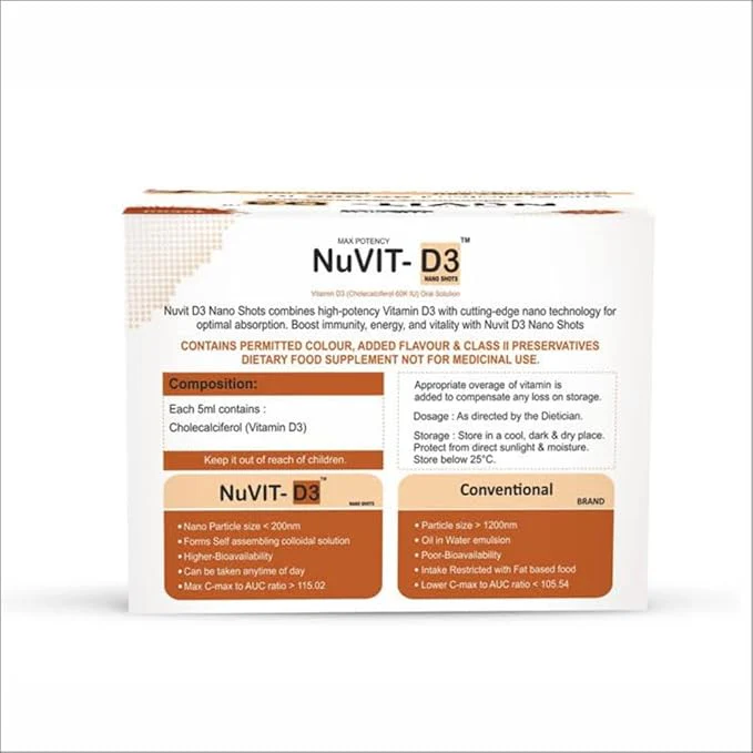 The Old Natural Nuvit D3 Vitamin D3 I Sugar Free Nano Shots I Once In A Week - 5Ml (Butterscotch) (Pack Of 2) - Image 4